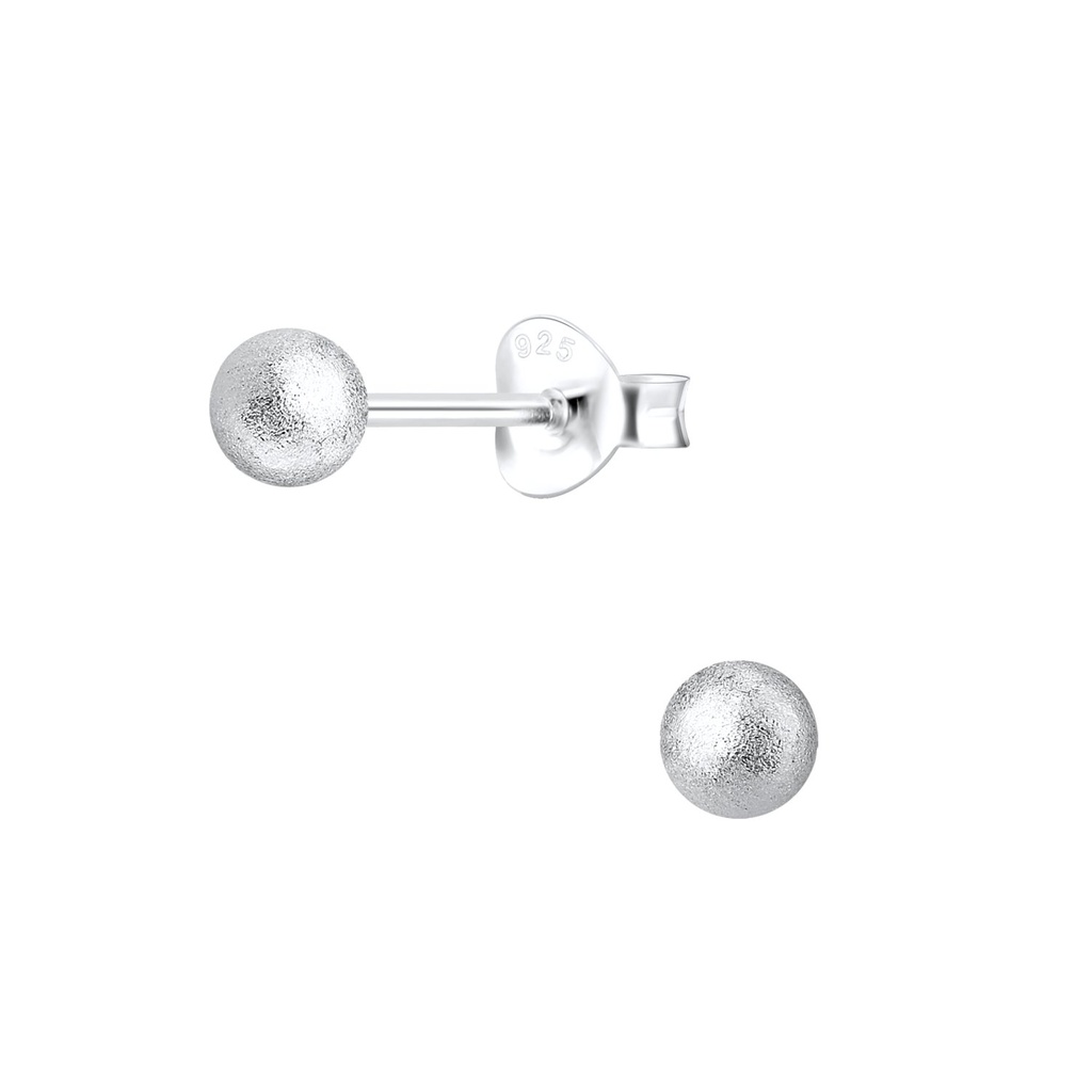 Puces d'oreilles boule poussière en argent diamant 4 mm