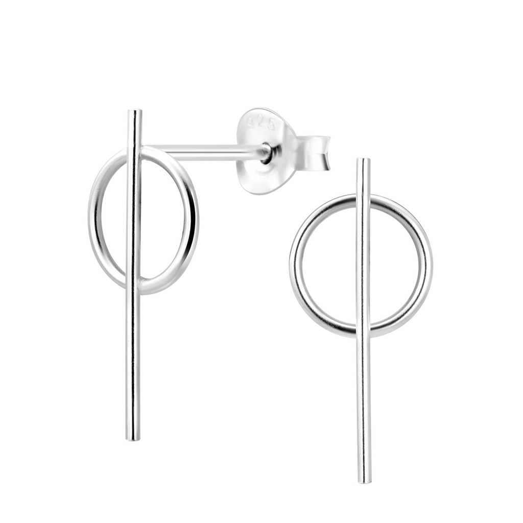 [10011195] Silver Geometric Stud Earrings