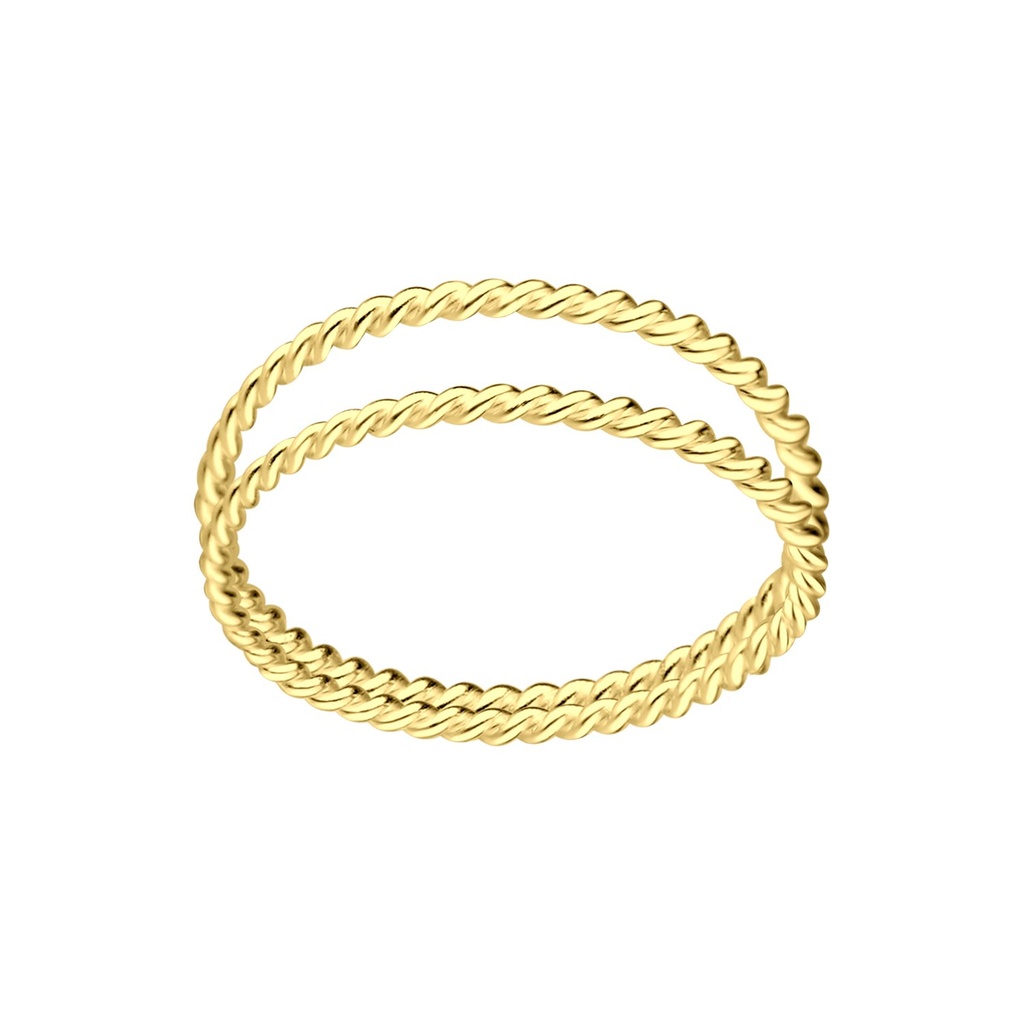 Bague double ligne torsadée en argent