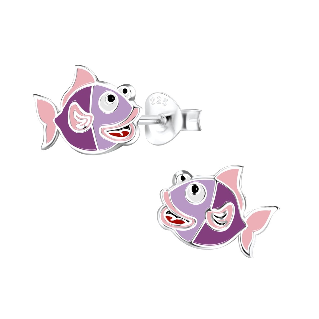 Silver Fish Stud Earrings