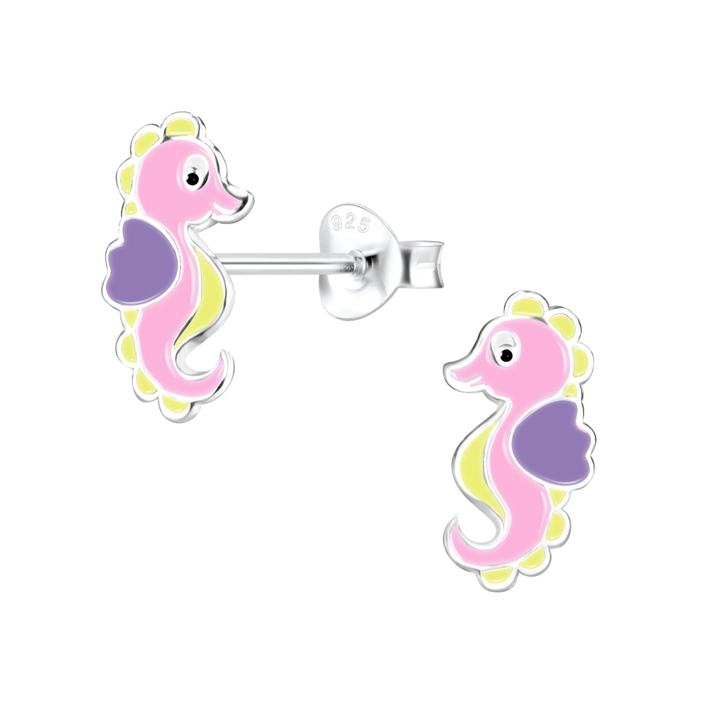 Puces d'oreilles hippocampe en argent
