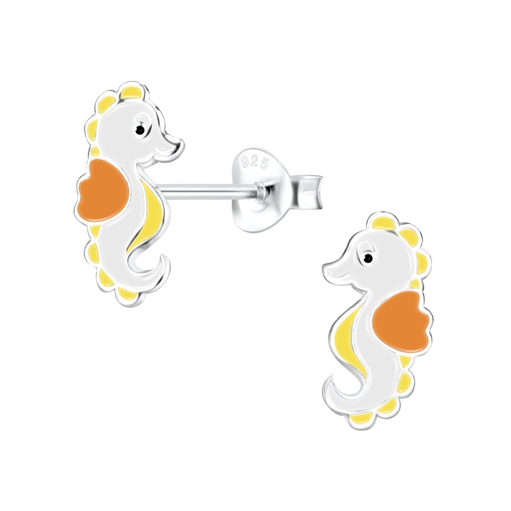 Puces d'oreilles hippocampe en argent