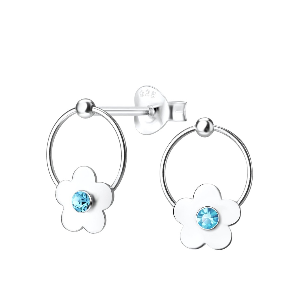 Puces d'oreilles fleur en argent cristal