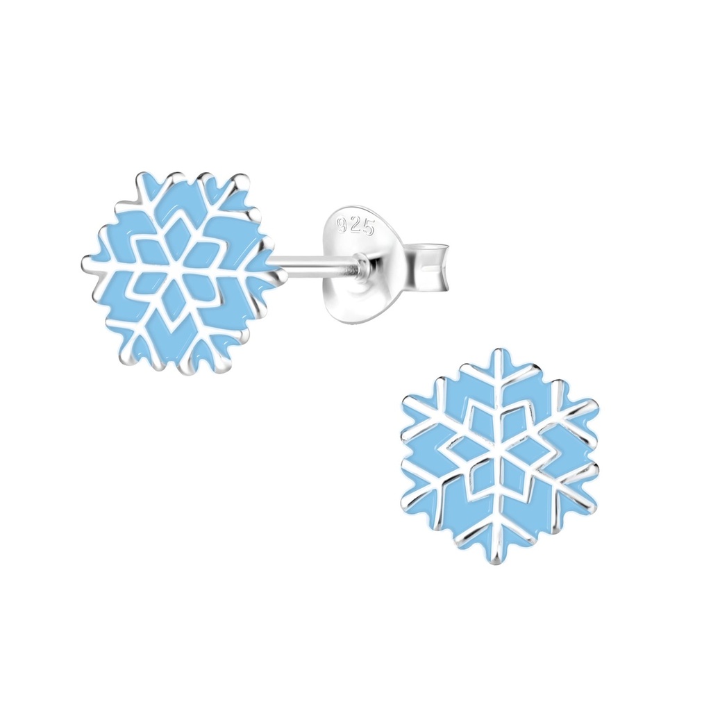 Puces d'oreilles flocon de neige en argent