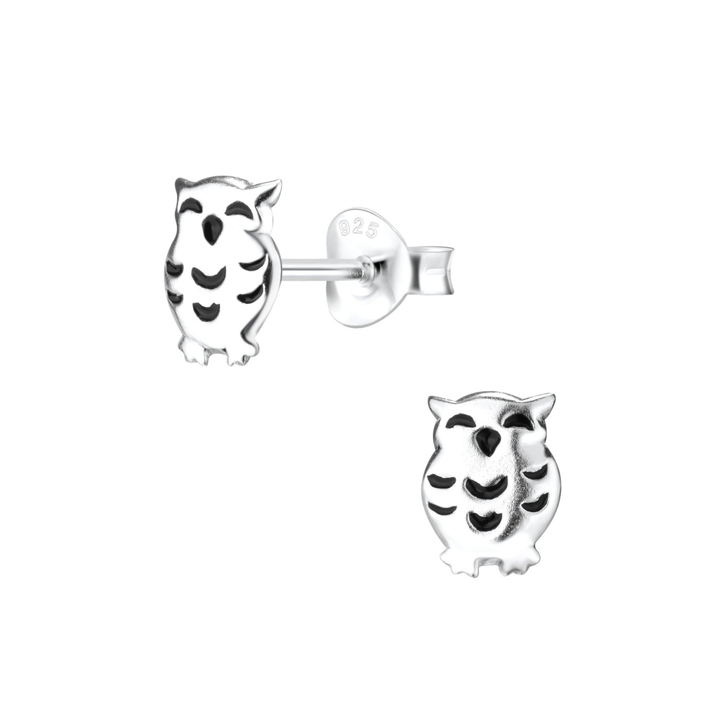 Silver Owl Stud Earrings