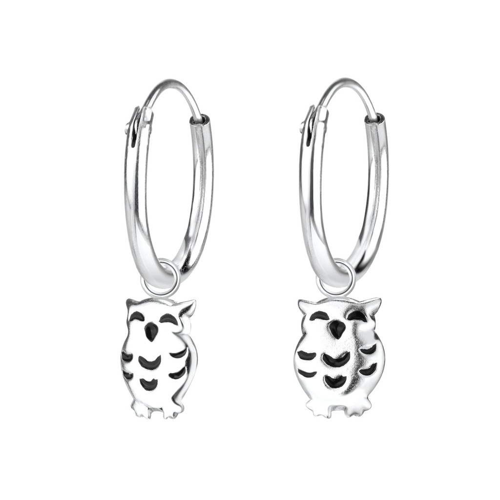 Créoles breloque hibou en argent