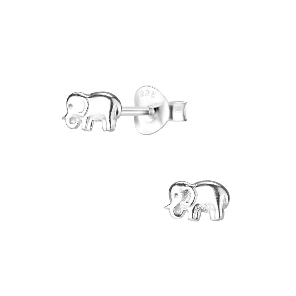 Silver Elephant Stud Earrings