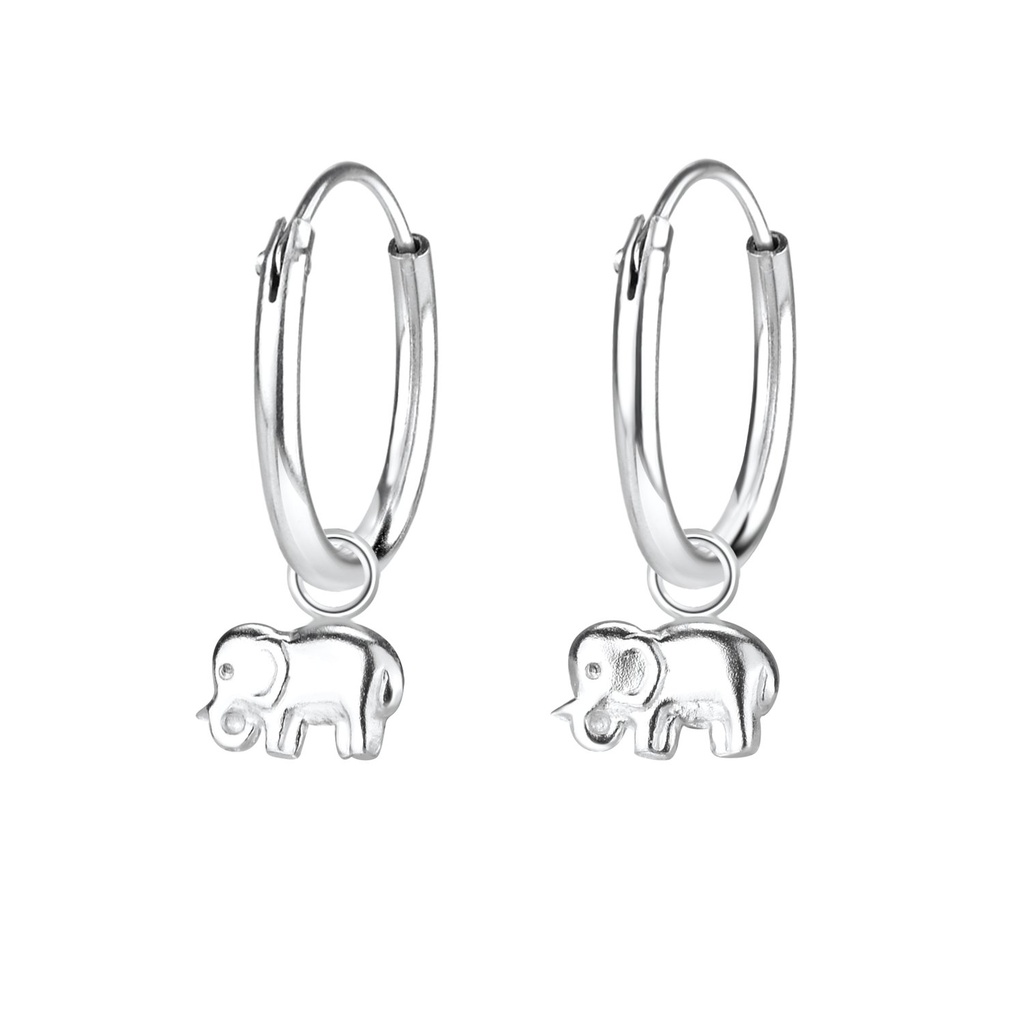 Créoles breloque éléphant en argent