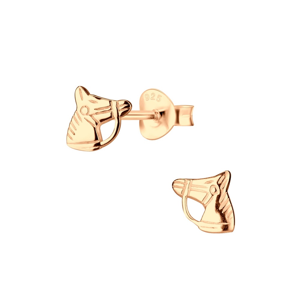 Silver Horse Head Stud Earrings
