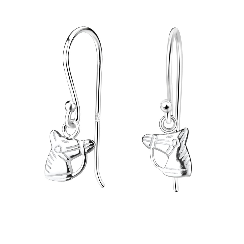 Boucles d'oreilles tête cheval en argent