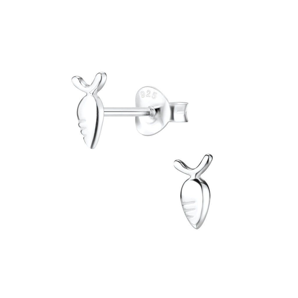 [10011604] Silver Carrot Stud Earrings