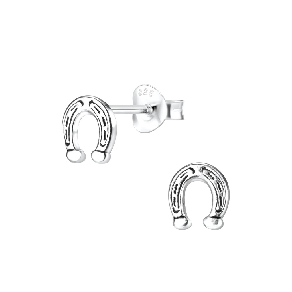 Silver Horseshoe Stud Earrings