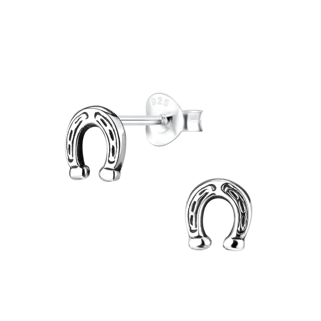 Silver Horseshoe Stud Earrings