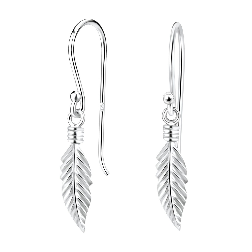 Boucles d'oreilles plume en argent