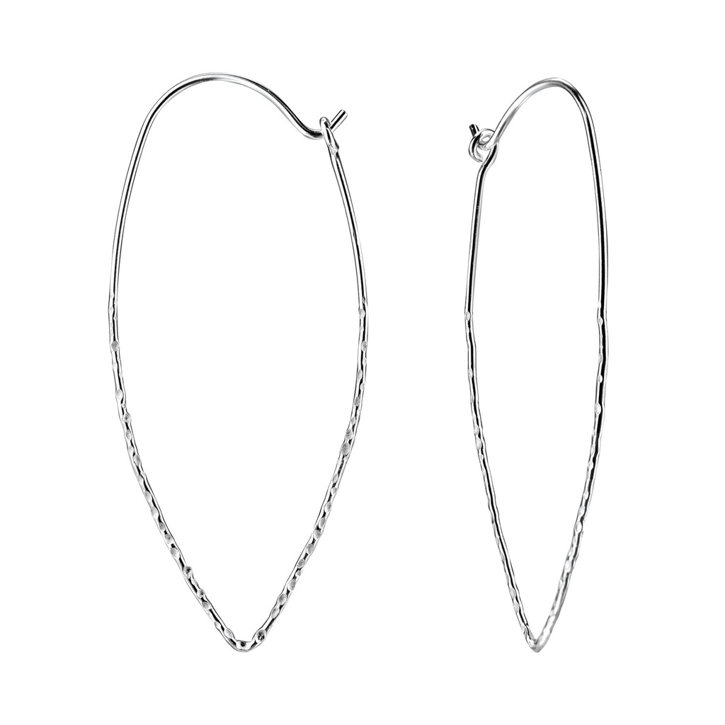 Silver Long Wire Hoop Earrings