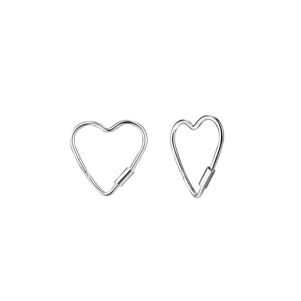 [10011567] 12mm Heart Silver Hoop Earrings