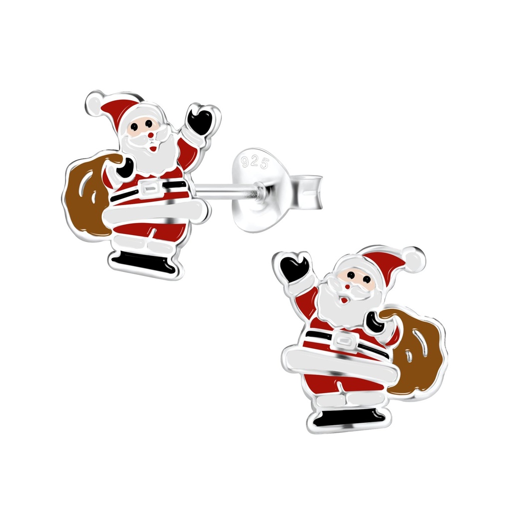 [10010586] Silver Santa Claus Stud Earrings