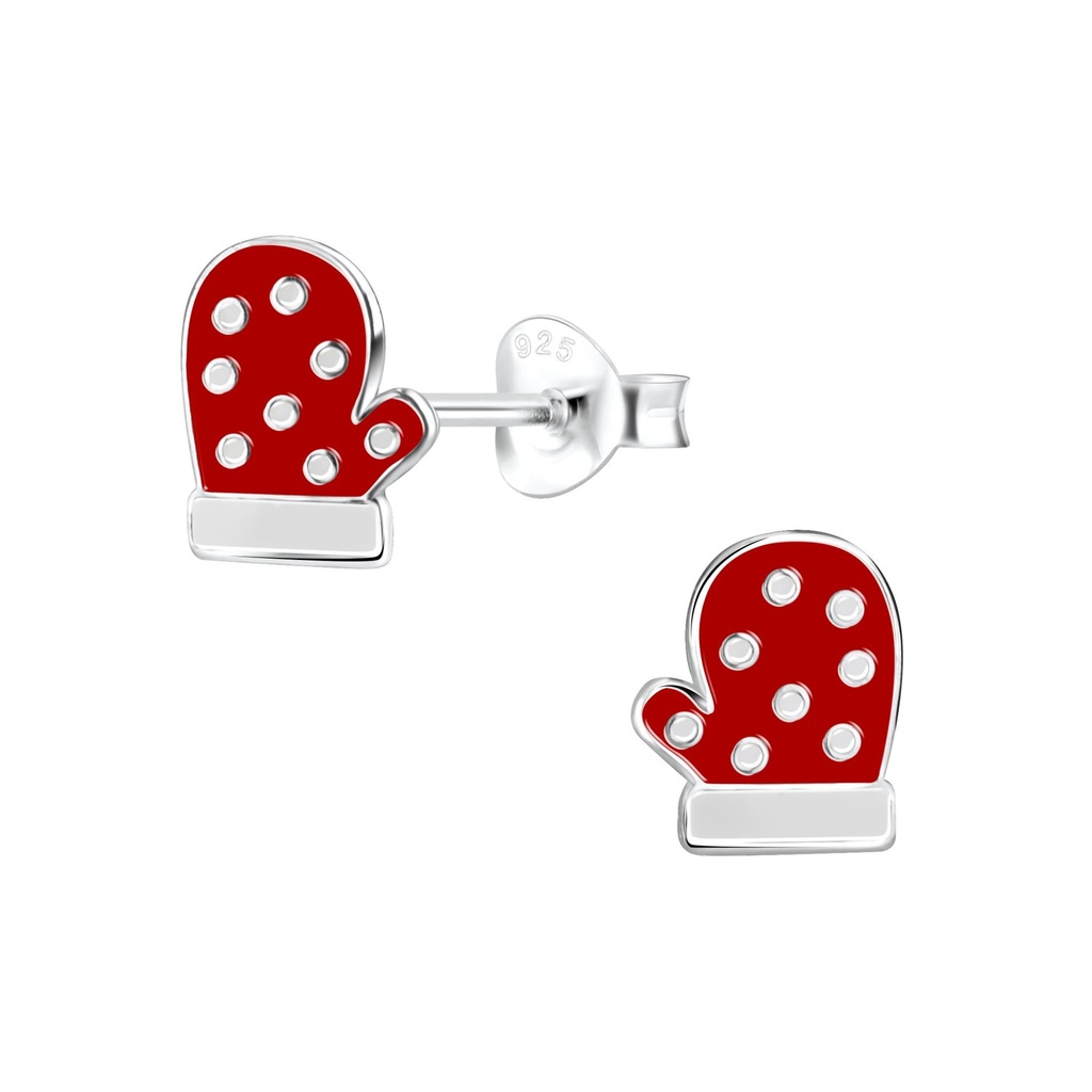 Puces d'oreilles gant de Noël en argent