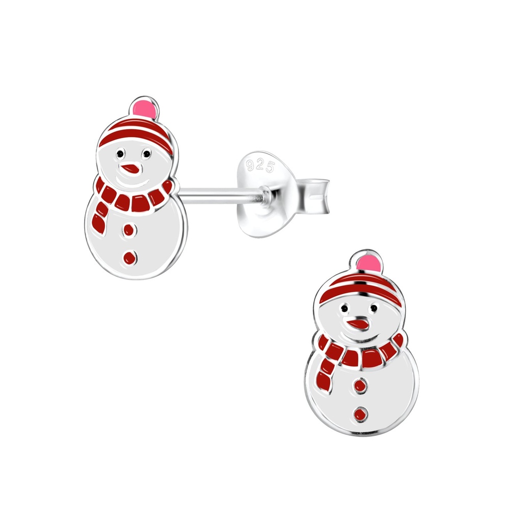 Silver Snowman Stud Earrings