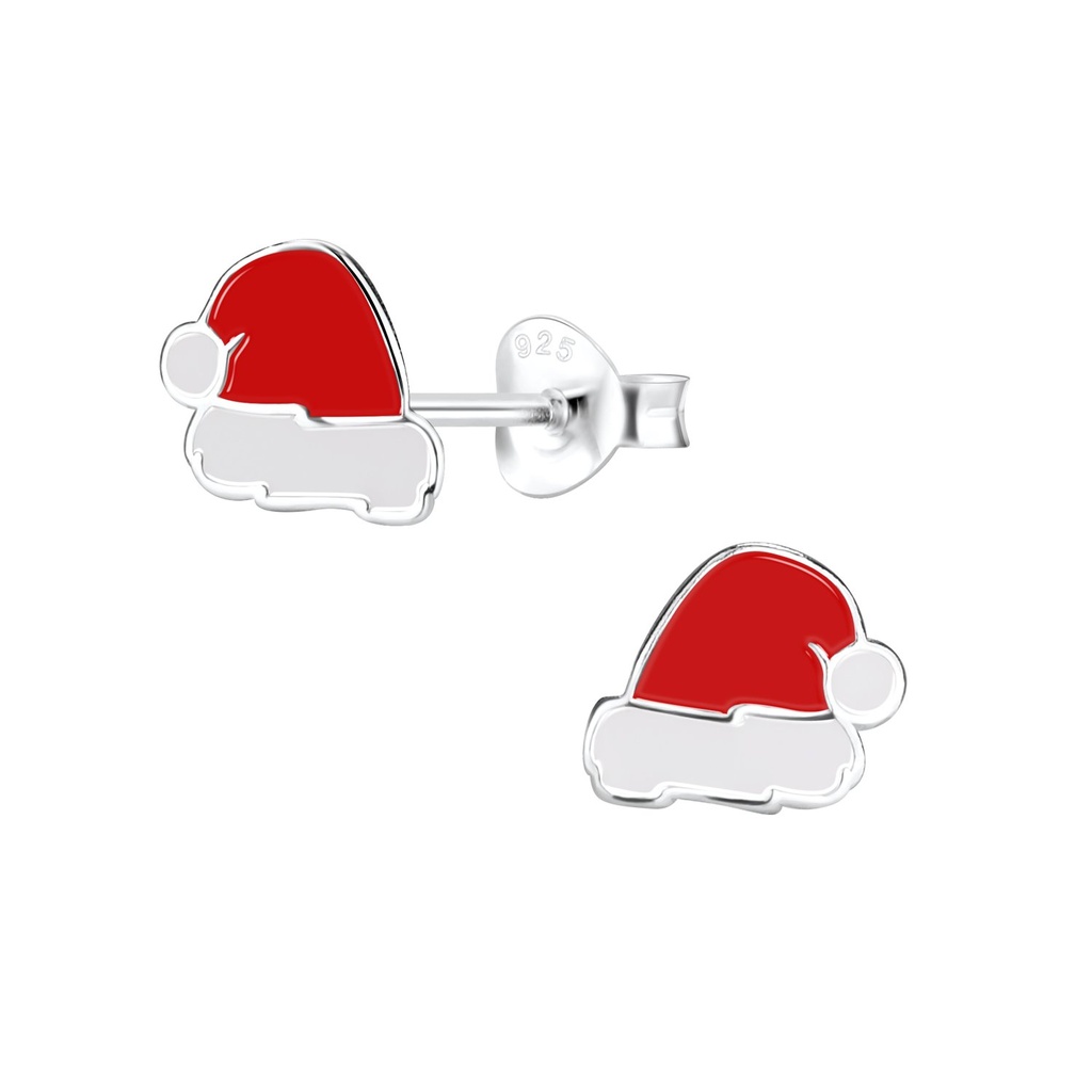 [10010589] Silver Santa Hat Stud Earrings
