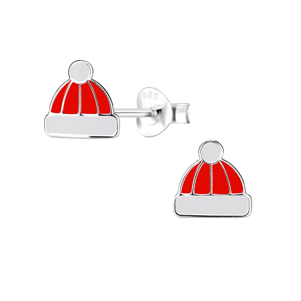 Puces d'oreilles chapeau en argent