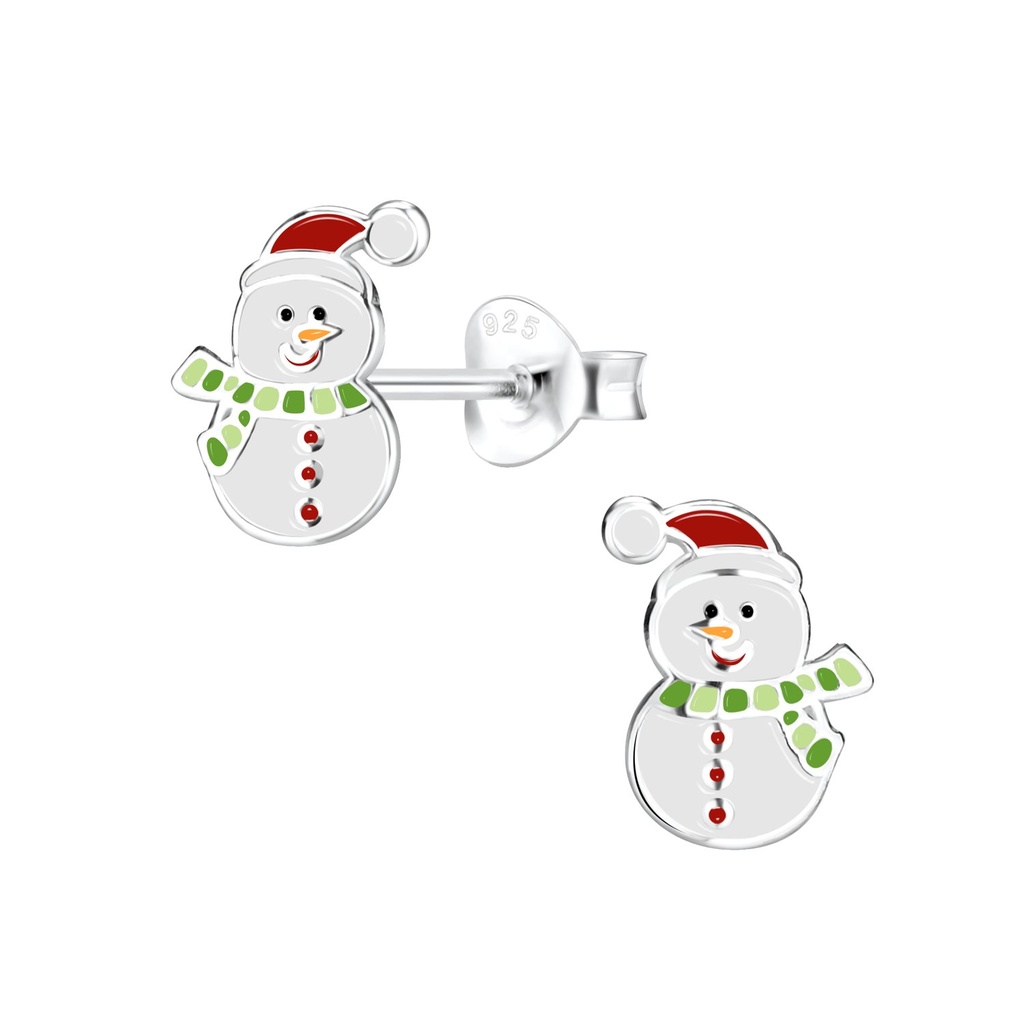 [10010594] Silver Snowman Stud Earrings