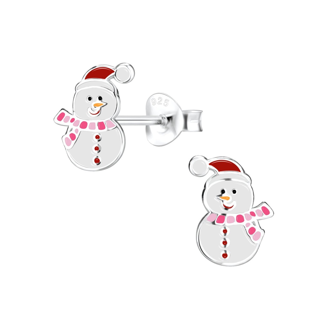 Silver Snowman Stud Earrings