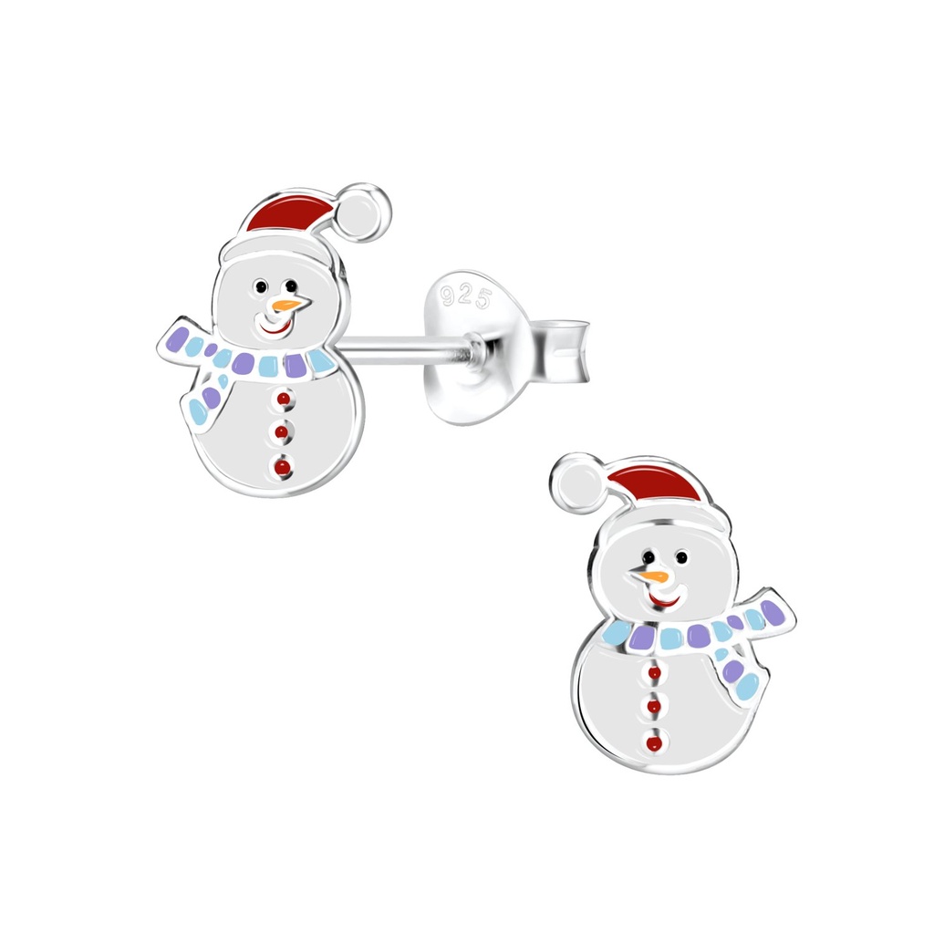 [10010592] Silver Snowman Stud Earrings