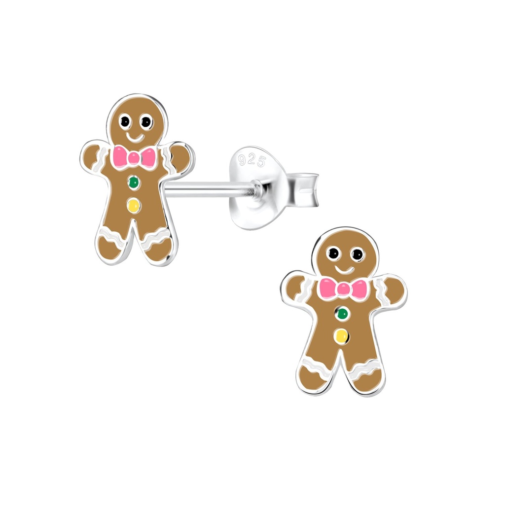 Silver Gingerbread Stud Earrings