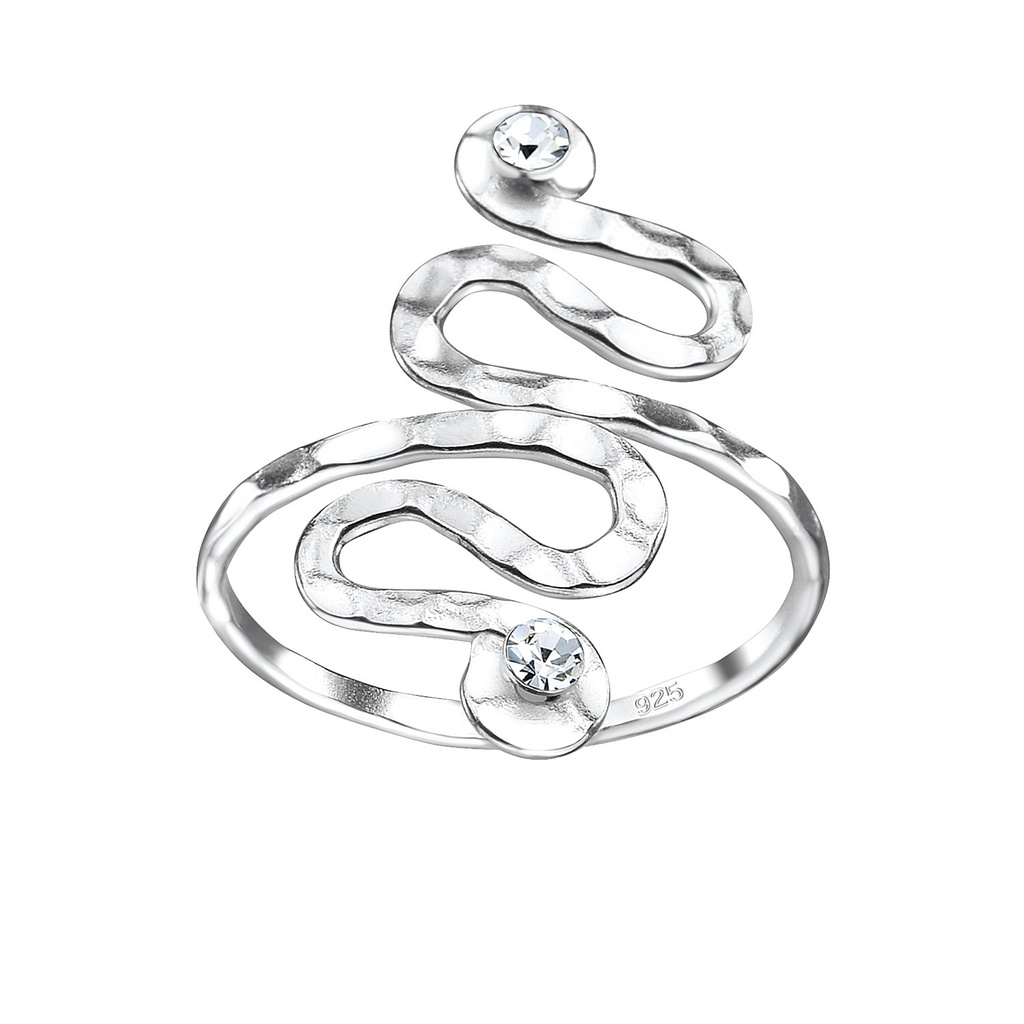 Bague spirale en argent cristal