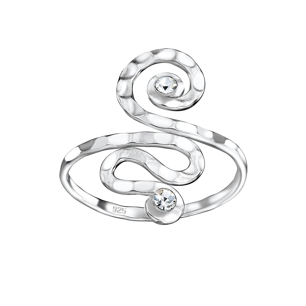 Bague spirale en argent cristal