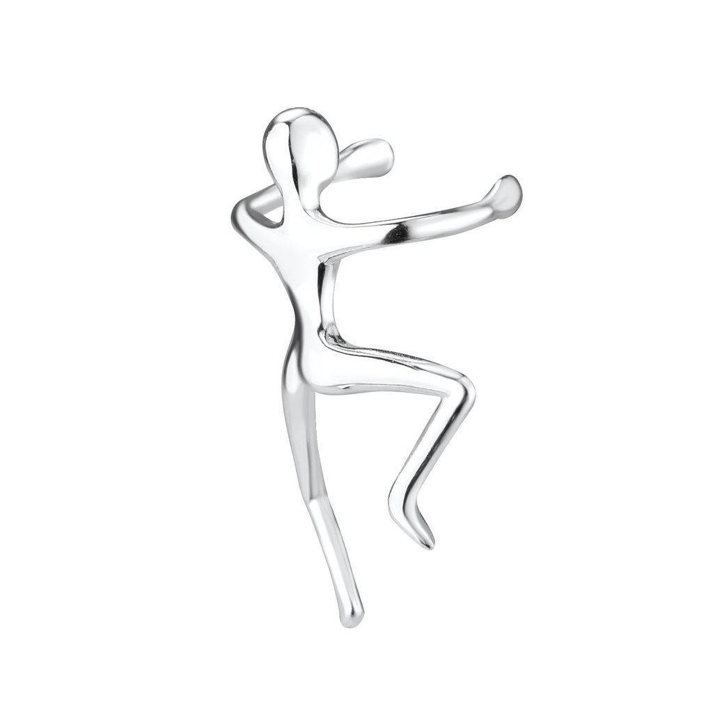 [10009996] Ear cuff homme qui escalade en argent