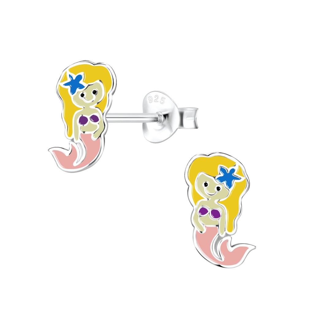 Silver Mermaid Stud Earrings