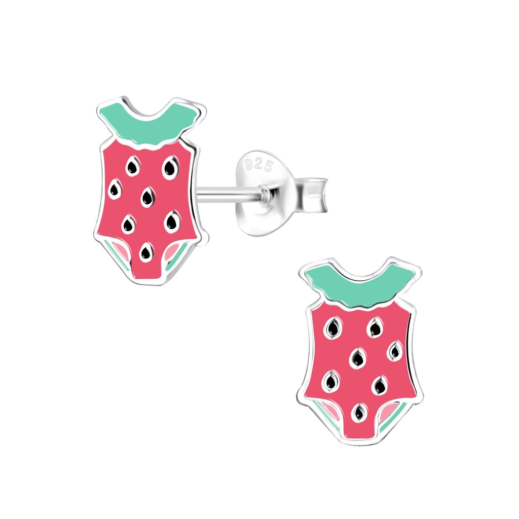 Silver Swim Suit Stud Earrings