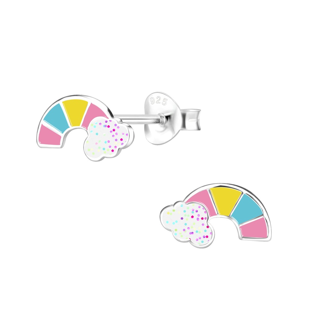 Silver Rainbow Stud Earrings