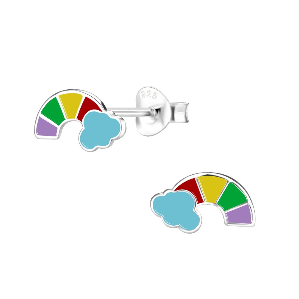 Puces d'oreilles arc-en-ciel en argent