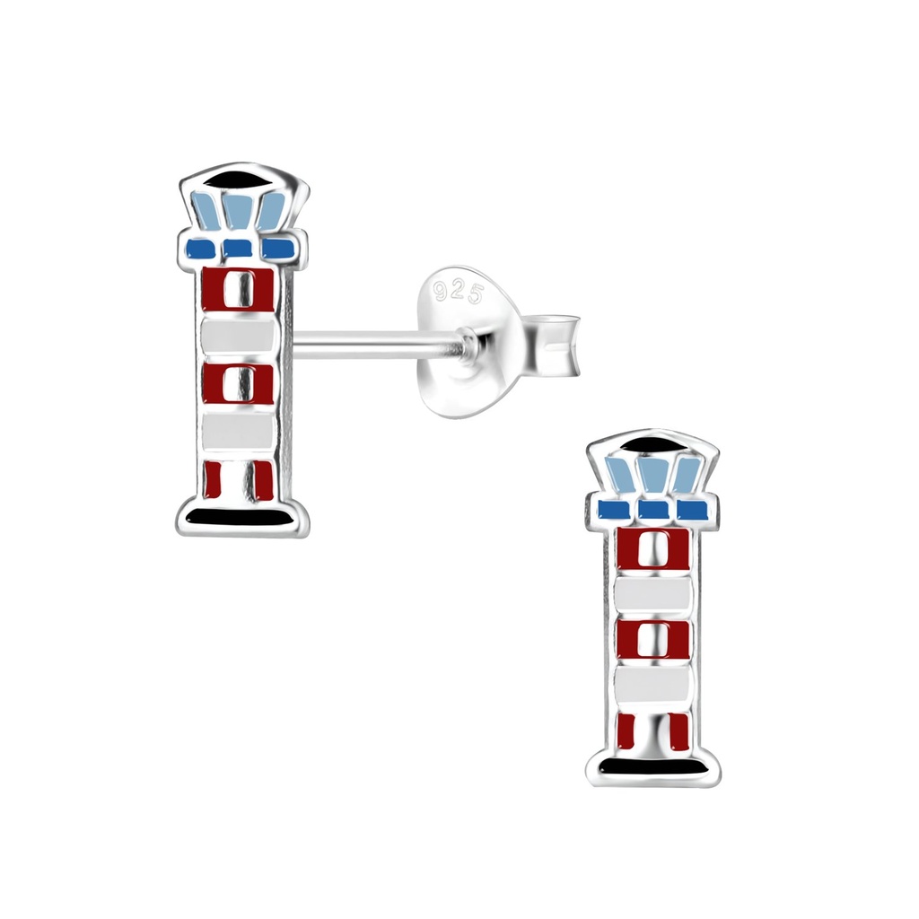 Silver Lighthouse Stud Earrings