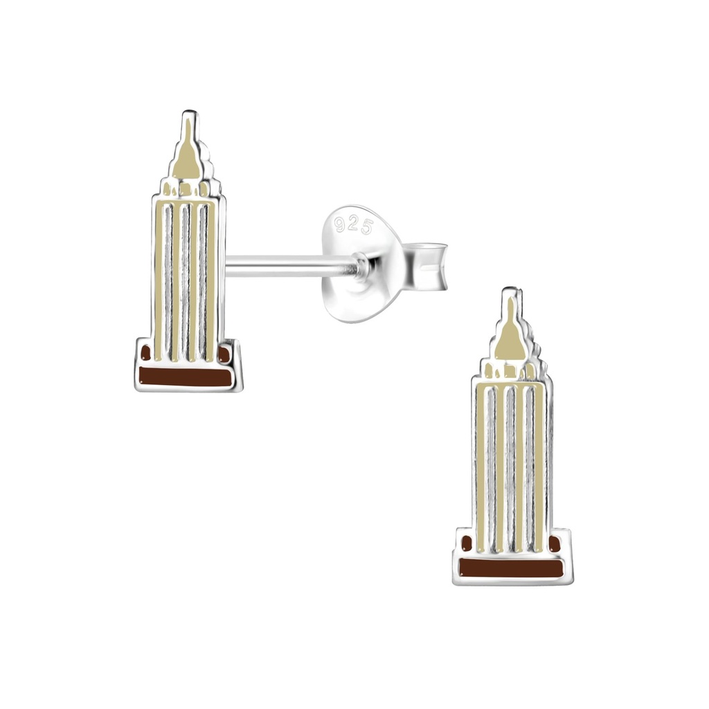 Silver Empire State Building Stud Earrings