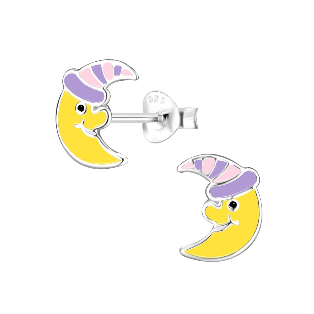 Silver Moon Stud Earrings