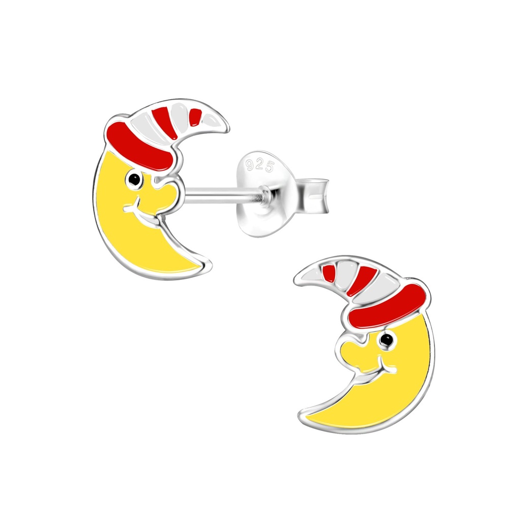 Silver Moon Stud Earrings