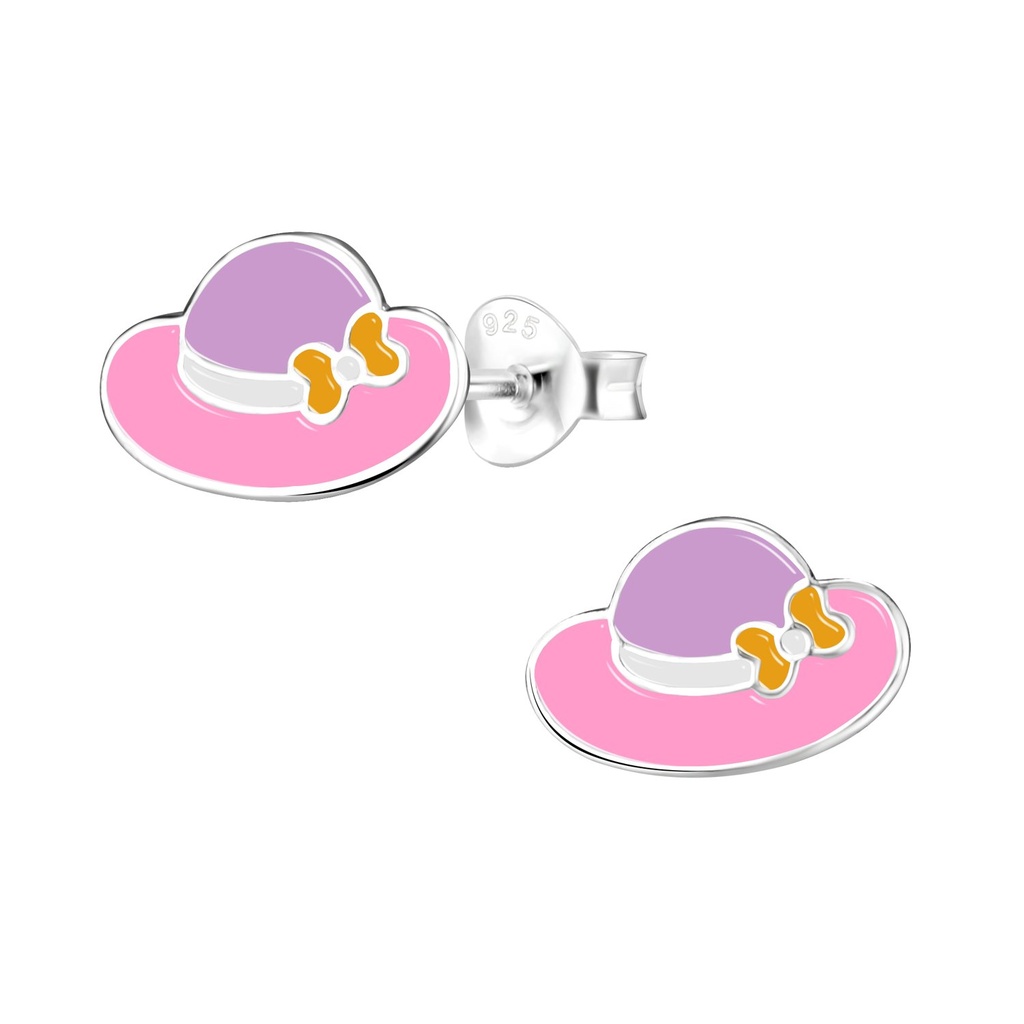 [10010359] Silver Hat Stud Earrings