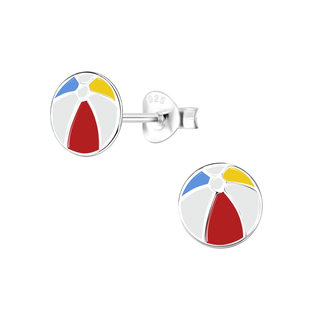 Silver Beach Ball Stud Earrings