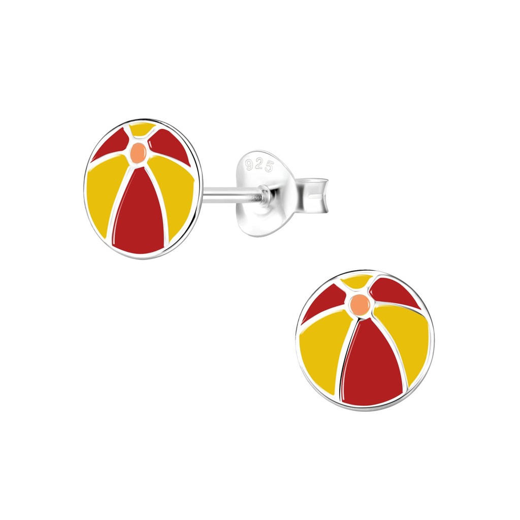 Silver Beach Ball Stud Earrings