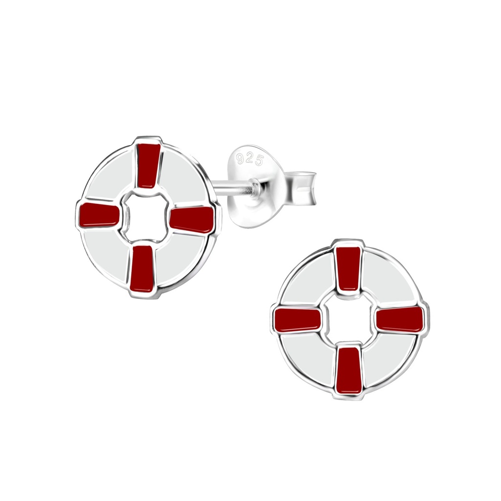 Puces d'oreilles anneau en caoutchouc en argent