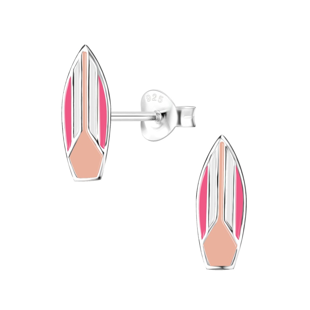 Silver Surfboard Stud Earrings