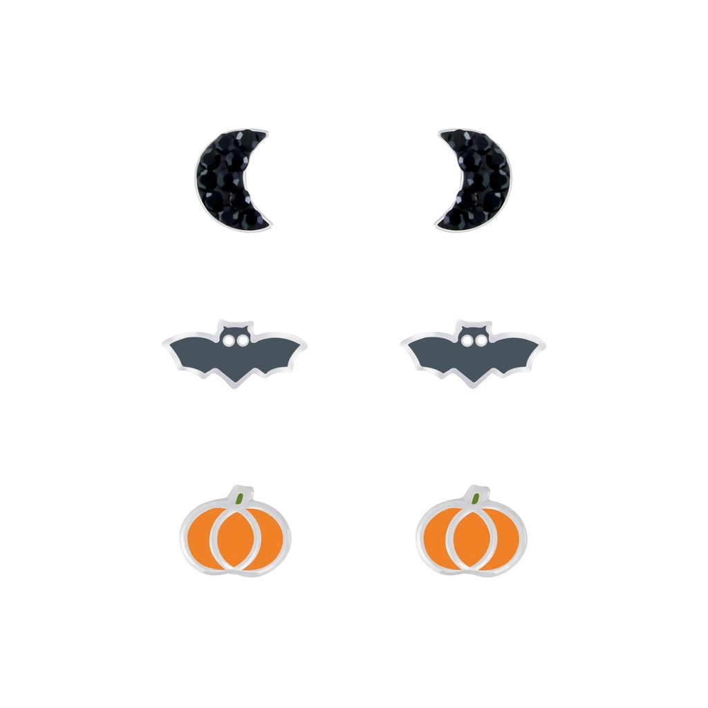 [10010075] Silver Halloween Stud Earrings Set