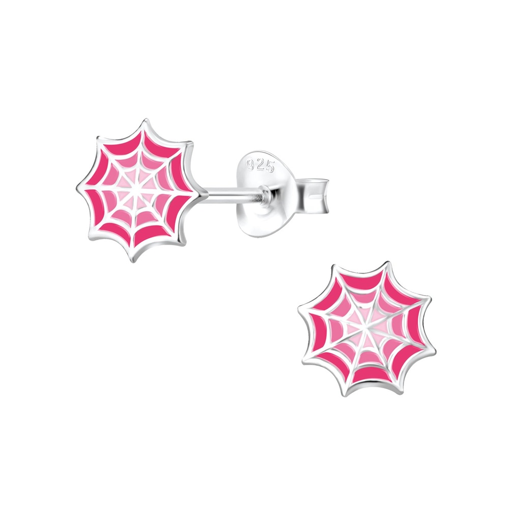 Silver Spider Web Stud Earrings