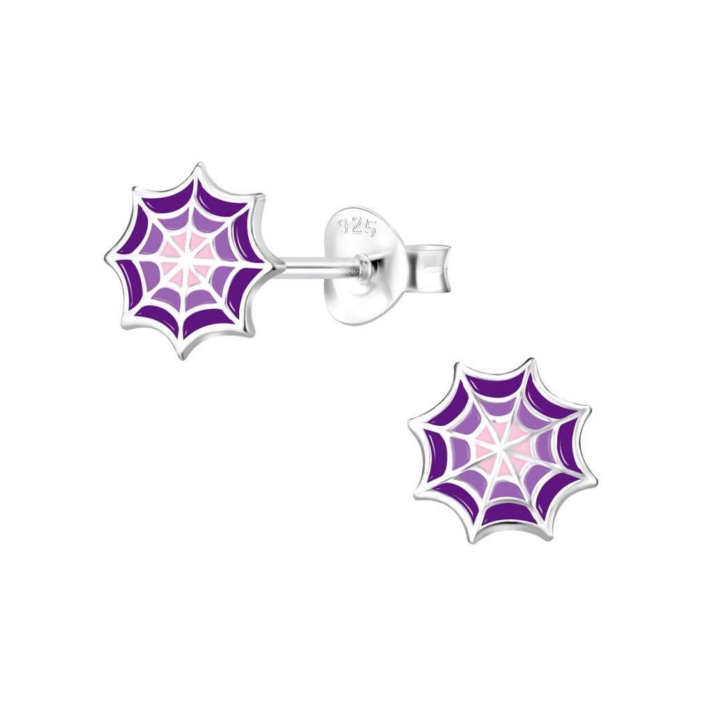 Silver Spider Web Stud Earrings
