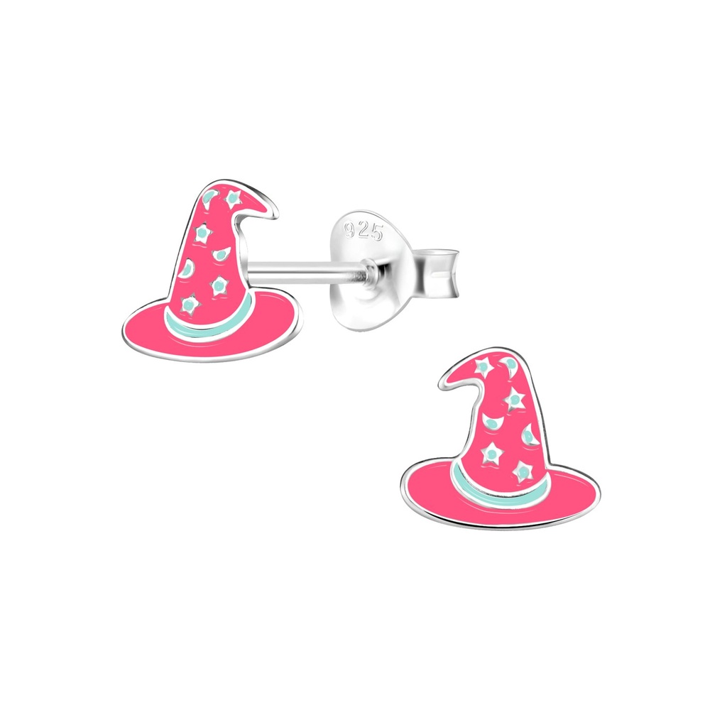 Puces d'oreilles chapeau de sorcière en argent