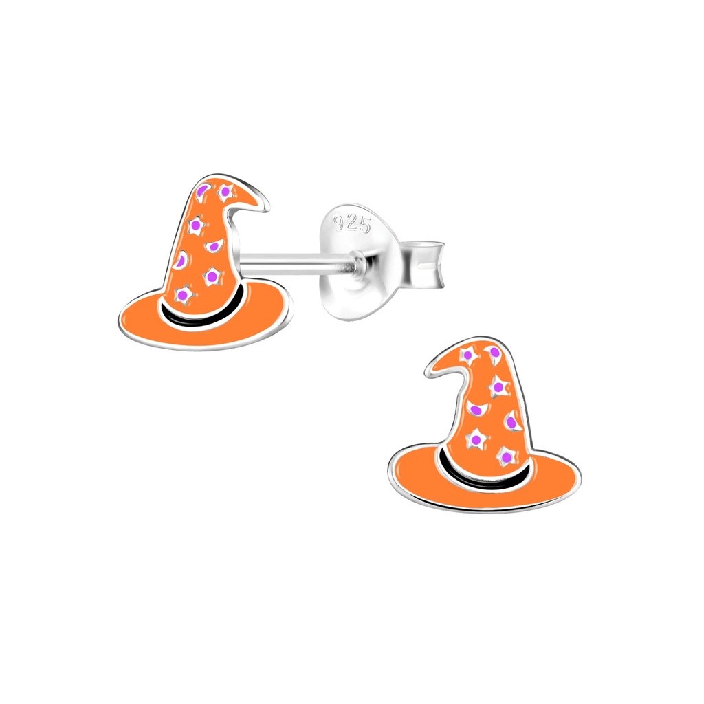 Puces d'oreilles chapeau de sorcière en argent